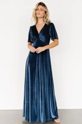 Vivian Velvet Maxi Dress | Blue