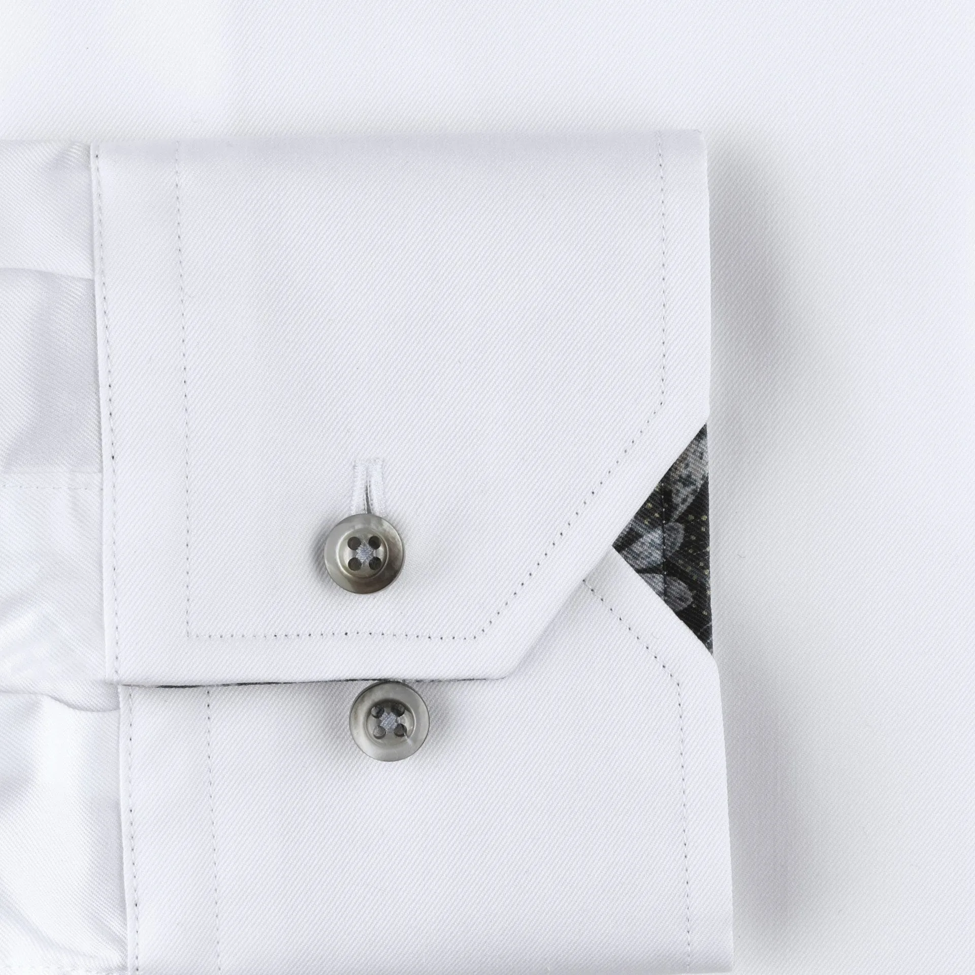 White Contrast Twill Fitted Body Shirt - Stenströms