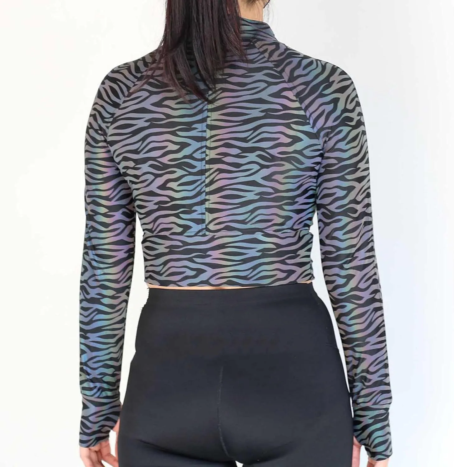 Women Crop Rave Tops for Festival Leopard Reflective Jackets Zipper Holographic Short Bomber Jacket Festival Costumes