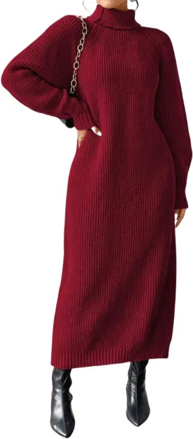 Women's Winter Sweater Dress Oversized Long Sleeve Knit Loose Pullover Maxi Bell