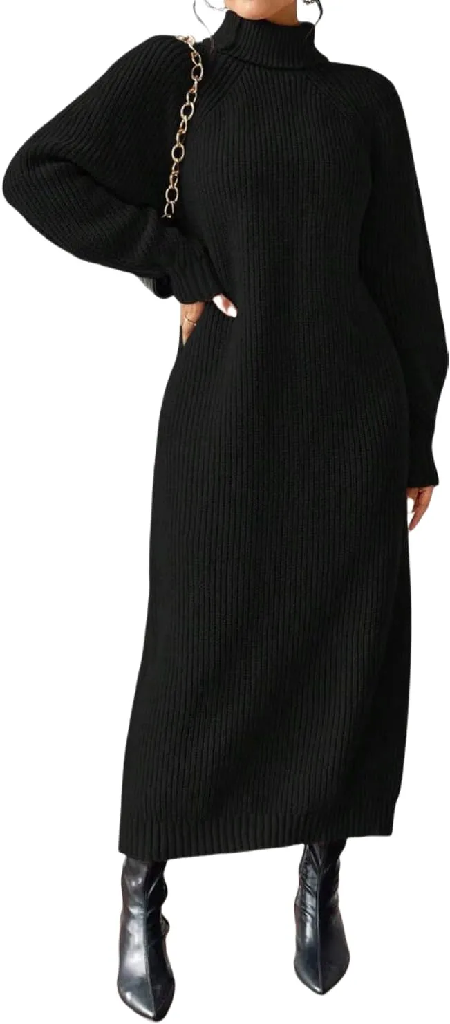 Women's Winter Sweater Dress Oversized Long Sleeve Knit Loose Pullover Maxi Bell