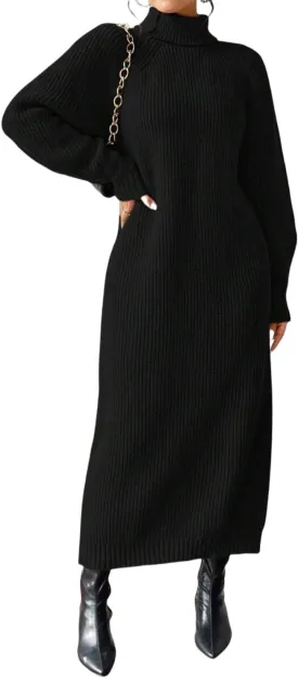 Women's Winter Sweater Dress Oversized Long Sleeve Knit Loose Pullover Maxi Bell