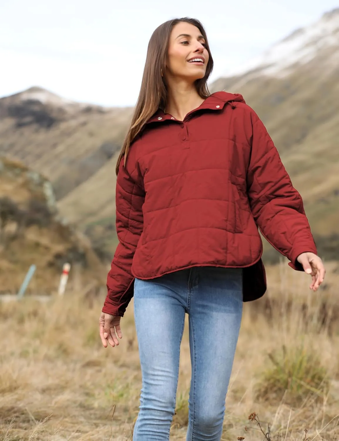 Yidarer Women's Lightweight Pullover Puffer Jacket Hooded Oversized Warm Quilted Padded Hoodies Coat