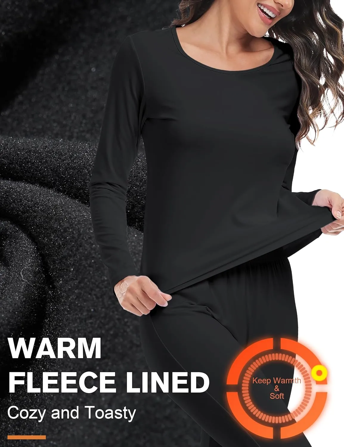 ZUTY 3 Pack Long Sleeve Thermal Shirts for Women Tops Long Johns Lightweight Winter Clothes Warm Base Layer